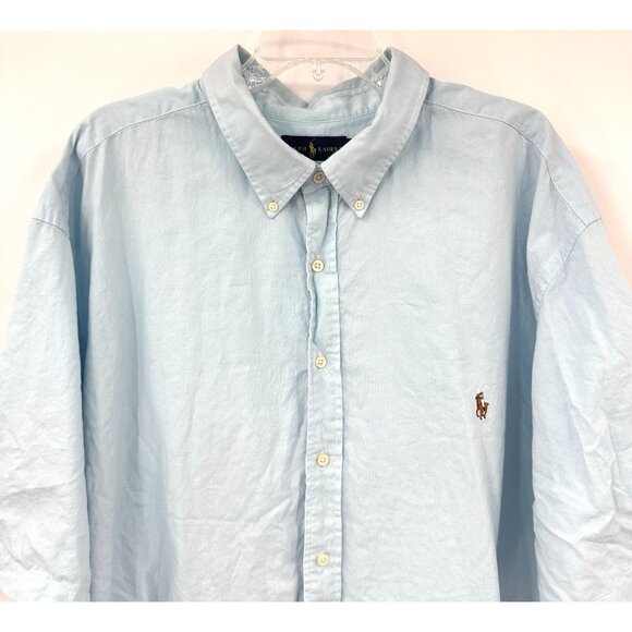POLO RALPH LAUREN short sleeve shirt chambray oxford casual big tall blue 4XB - Picture 2 of 9